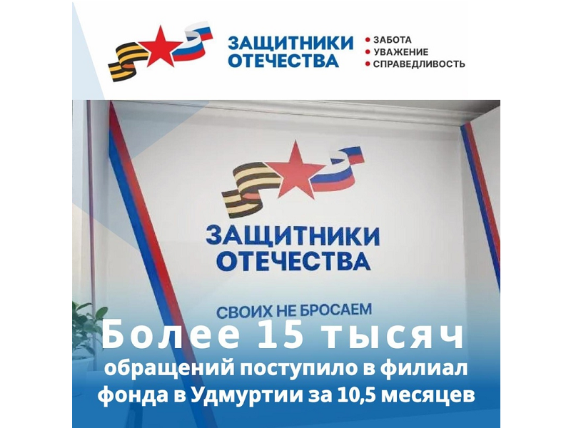 За 10,5 месяцев работы филиал фонда «Защитники Отечества» получил более 15 тысяч обращений..