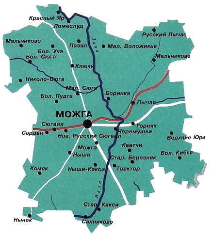 Схема можгинского района.